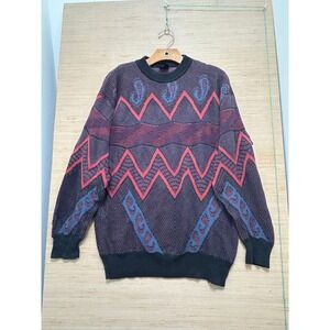 Generra Mens Pullover Sweater Medium Geometric Pattern Knit